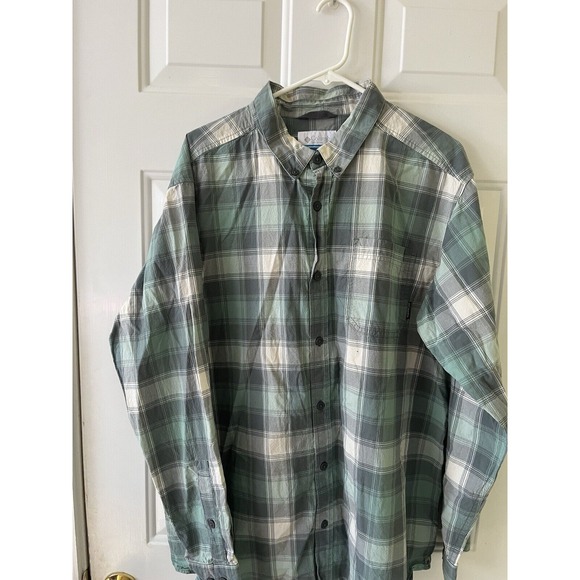 Nautica Men's Shirt Plaid‎  xL long sleeve button down A Bit Trimmer blue green - Picture 1 of 6